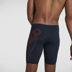 Speedo Mens Boom Logo Placement Jammer - True Navy Dragonfire Orange -Best Swimming Equipment 8 12416F889 6