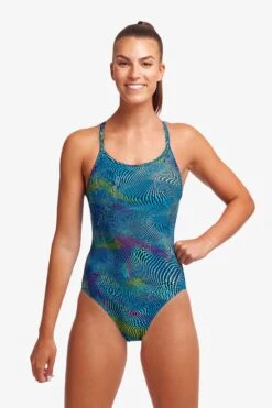 Funkita Ladies Diamond Back One Piece - Wires Crossed -Best Swimming Equipment FS11L WIRES CROSSED 16