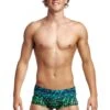 Funky Trunks Mens Plain Front Trunks - Spraying Alive -Best Swimming Equipment FT01M SPRAYING ALIVE 01